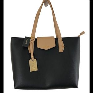 BEBE KARLA Two Tone Tote NWT Black/Tan MSRP $109